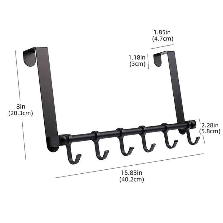 Removable Metal Over-the-Door Hooks, 5-Hook No Drill Coat Rack for Bedroom, Bathroom