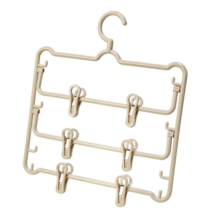 Plastic Anti-Slip 3-Layer Pants Hanger With Clips Non-Mark Hanger For Skirts, Pants, Towels & Socks