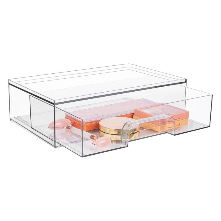 Single Transparent Desktop Storage Boxes Drawer-Style Storage Rack