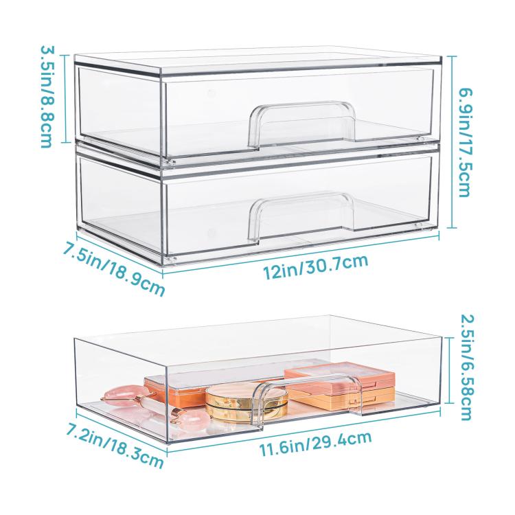 4pcs Transparent Desktop Storage Boxes Drawer-Style Storage Rack