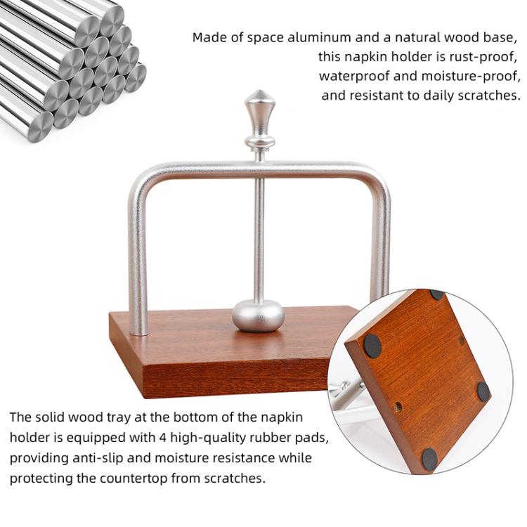 Wooden Napkin Holder Standing Tissue Paper Dispenser for Restaurant, Cafe, Kitchen Round Gold