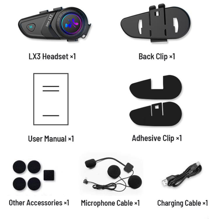 Motorcycle Helmet Waterproof Wireless Bluetooth Earphone - LX3