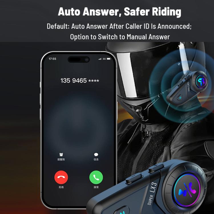 Motorcycle Helmet Waterproof Wireless Bluetooth Earphone - LX3