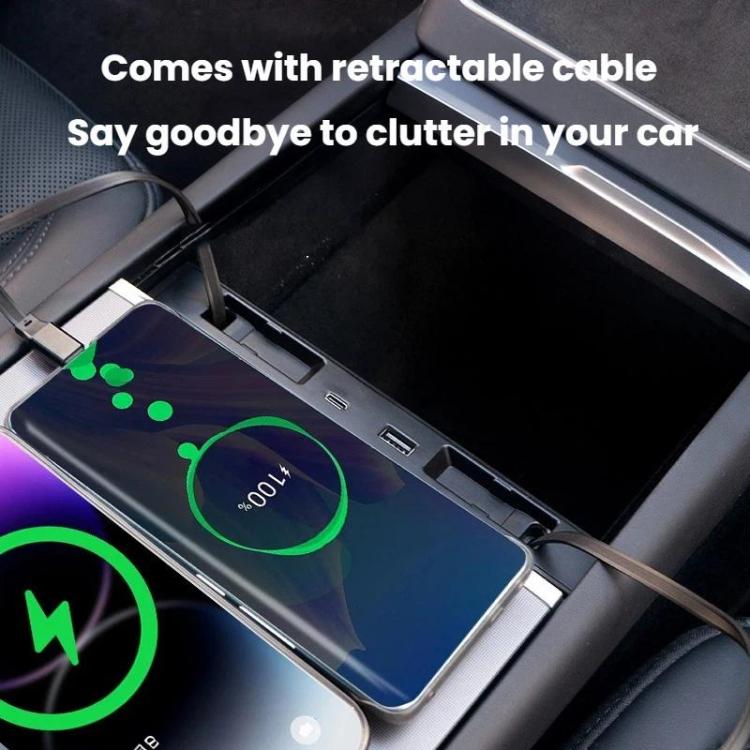 Car Central Charging Docking Station For Tesla 2025+ Model Y Juniper / 2024+ Model 3 Highland