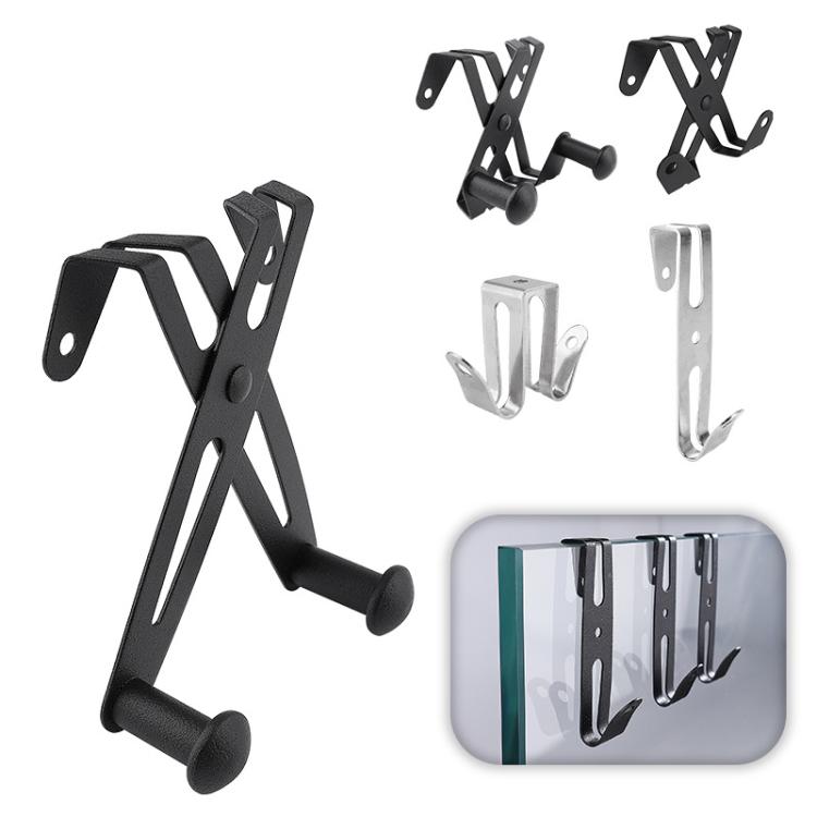 2pcs /Pack Frameless Shower Glass Door Hook Stainless Steel Towel Hanger for Bathroom and Shower Room T3-1 Silver