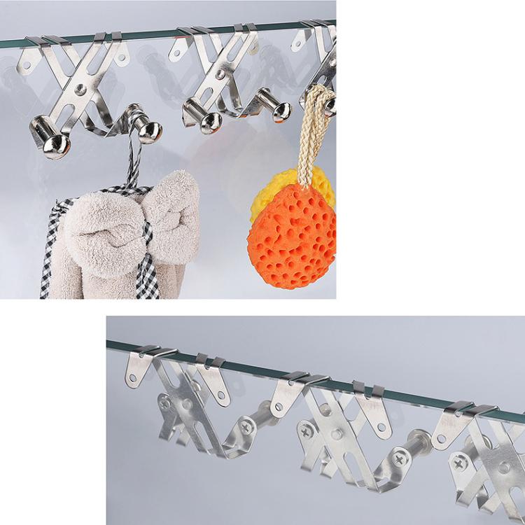 2pcs /Pack Frameless Shower Glass Door Hook Stainless Steel Towel Hanger for Bathroom and Shower Room T3-1 Silver