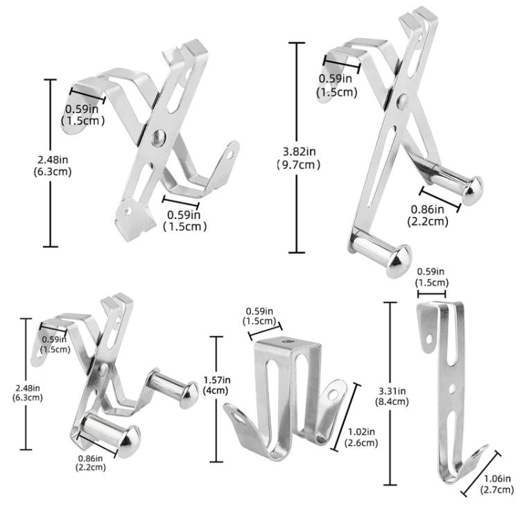 2pcs /Pack Frameless Shower Glass Door Hook Stainless Steel Towel Hanger for Bathroom and Shower Room T3-5 Silver