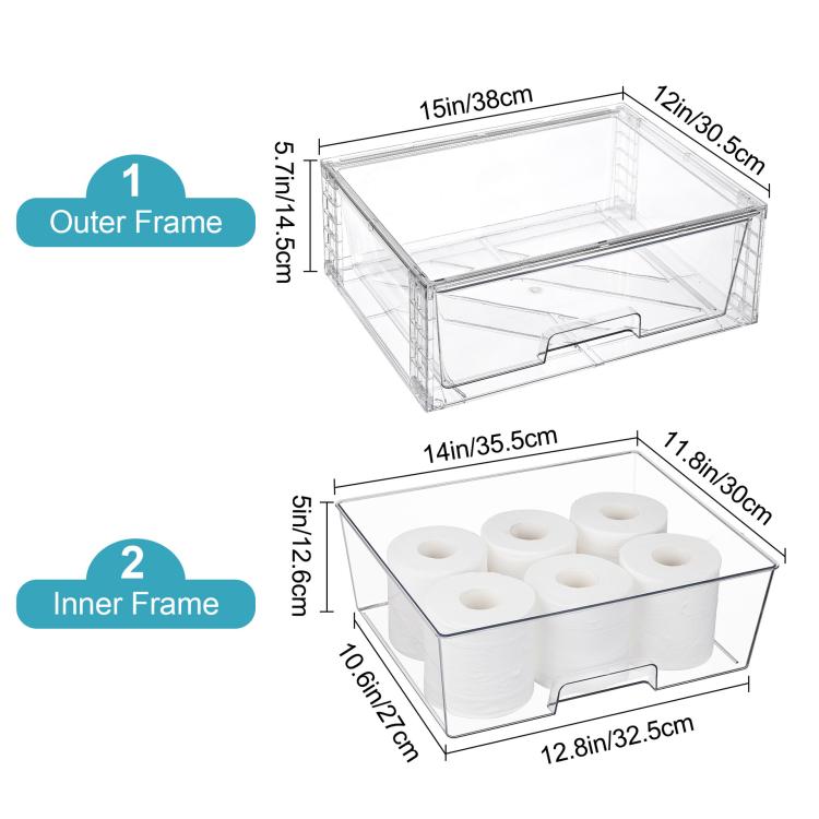 Single 12 inch Wide Cosmetic Transparent Storage Box PET Desktop Organizer
