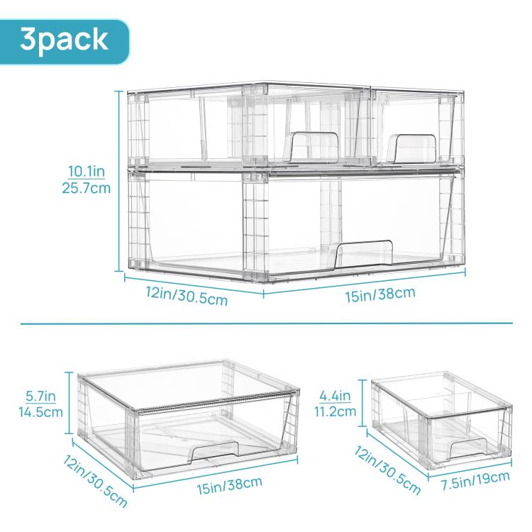 Wide+2 Small Cosmetic Transparent Storage Box PET Desktop Organizer