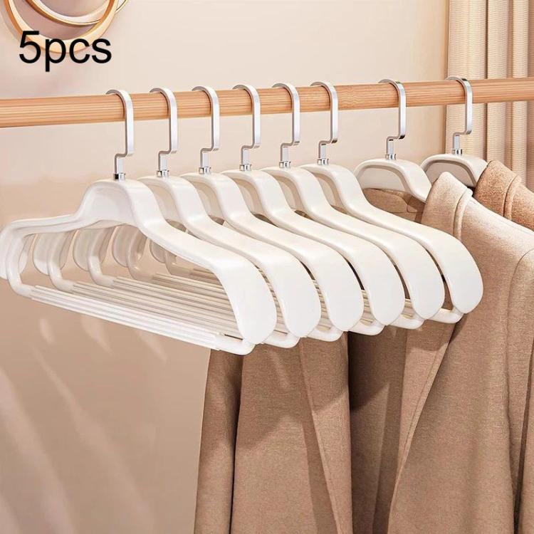 5pcs Household Wide-Shoulder Non-Mark Anti-Bump Hanger Non-Slip Coat Hanger, Style: Man White