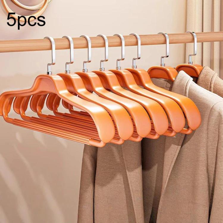 5pcs Household Wide-Shoulder Non-Mark Anti-Bump Hanger Non-Slip Coat Hanger, Style: Man Orange