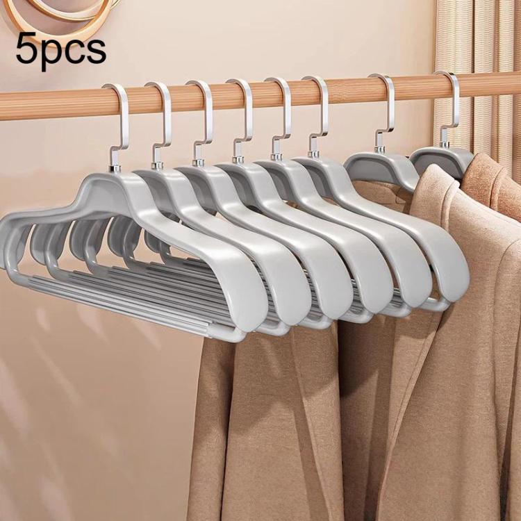 5pcs Household Wide-Shoulder Non-Mark Anti-Bump Hanger Non-Slip Coat Hanger, Style: Man Grey