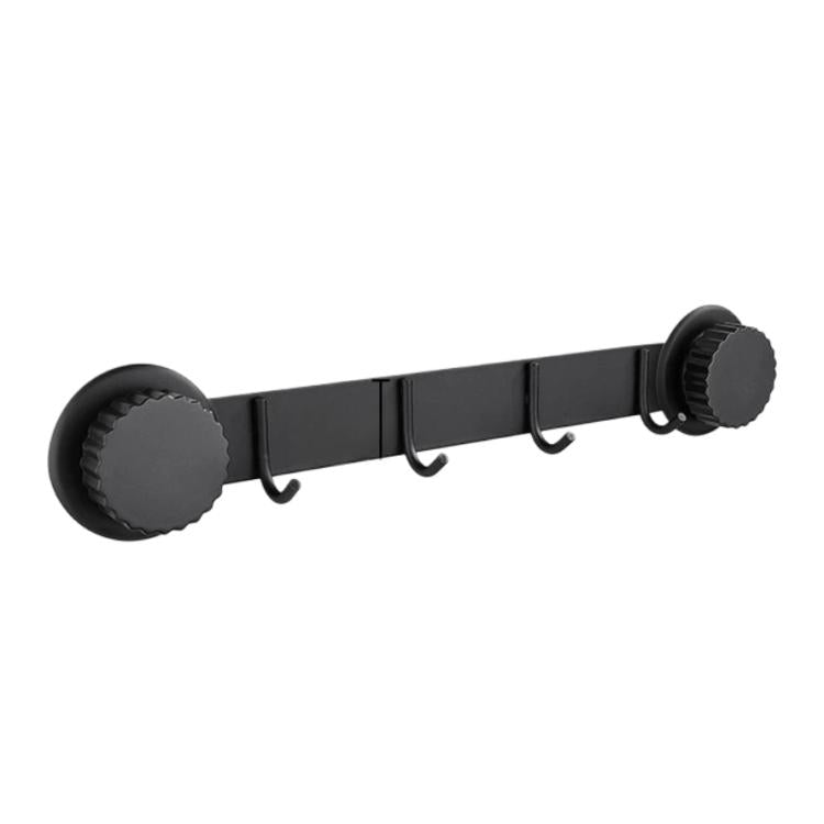 Suction Cup Hooks Stainless Steel Multi-Hook Rack For Kitchen, Bathroom, Style: Single 4-hook Black