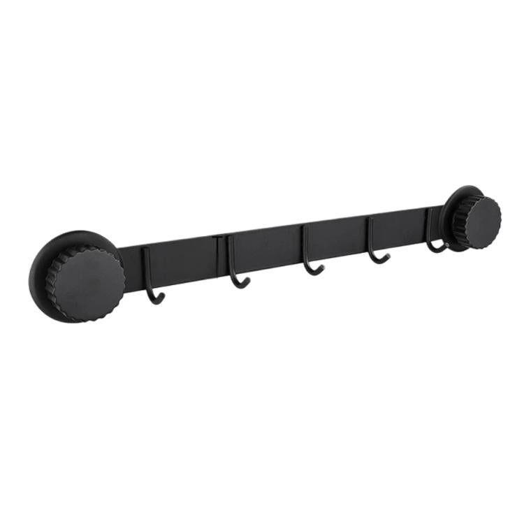 Suction Cup Hooks Stainless Steel Multi-Hook Rack For Kitchen, Bathroom, Style: Single 5-hook Black