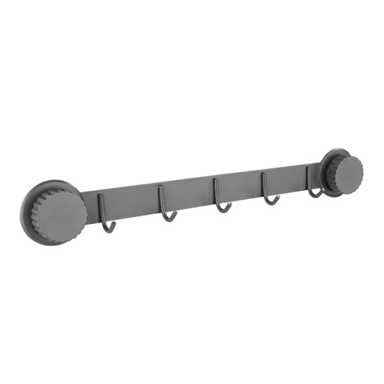 Suction Cup Hooks Stainless Steel Multi-Hook Rack For Kitchen, Bathroom, Style: Single 5-hook Gray