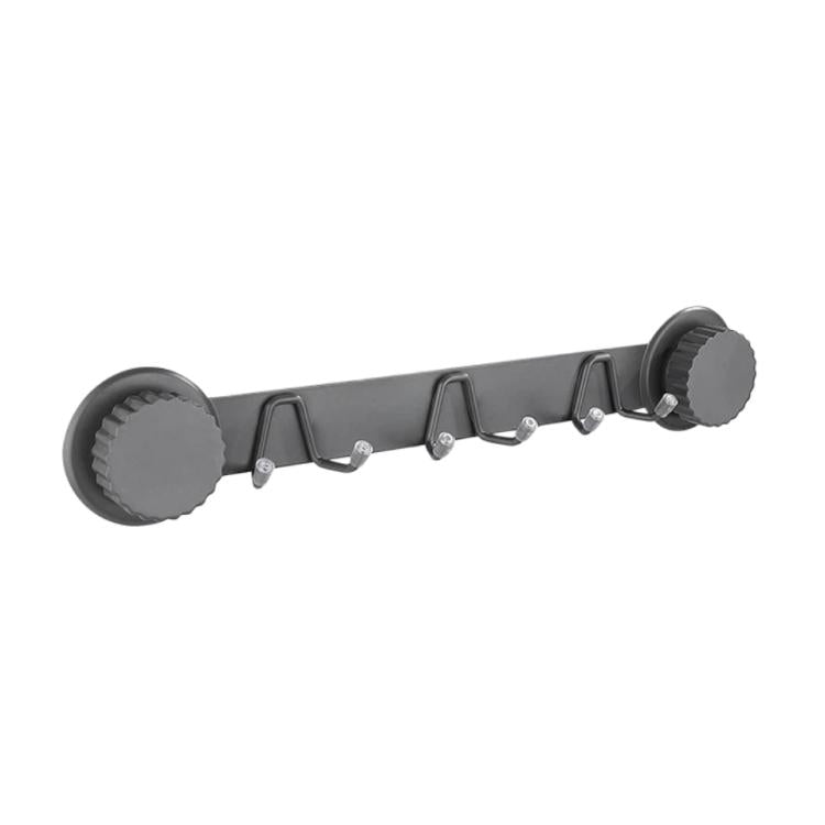Suction Cup Hooks Stainless Steel Multi-Hook Rack For Kitchen, Bathroom, Style: Double 6-hook Gray