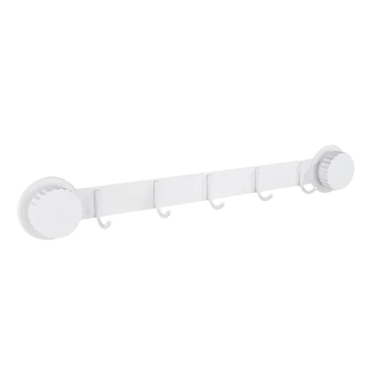 Suction Cup Hooks Stainless Steel Multi-Hook Rack For Kitchen, Bathroom, Style: Single 5-hook White