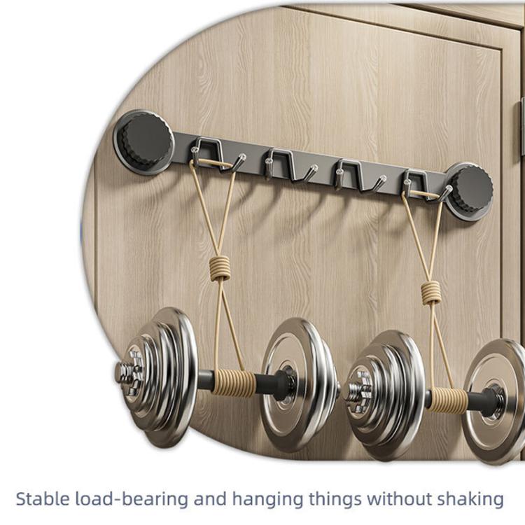 Suction Cup Hooks Stainless Steel Multi-Hook Rack For Kitchen, Bathroom, Style: Double 6-hook Gray