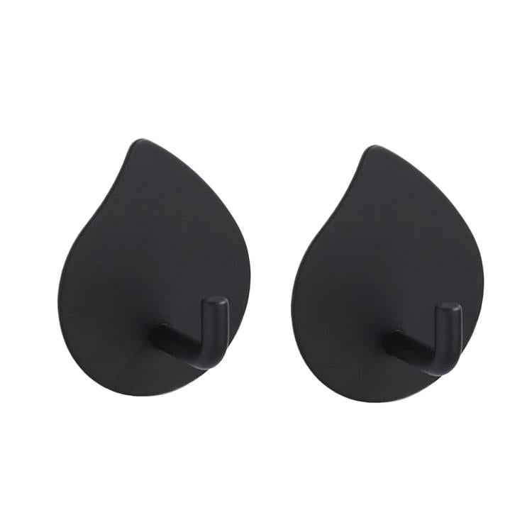 2pcs /Pack Stainless Steel Teardrop Adhesive Hook No-Drill Wall Hanger for Bathroom, Kitchen, and Wardrobe J Shape Black