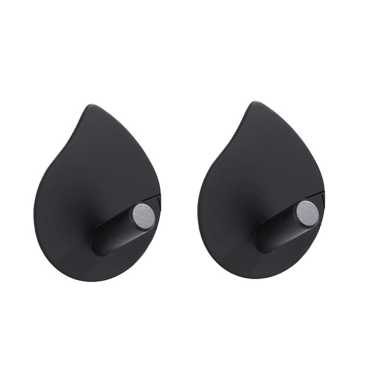 2pcs /Pack Stainless Steel Teardrop Adhesive Hook No-Drill Wall Hanger for Bathroom, Kitchen, and Wardrobe Oblique Black