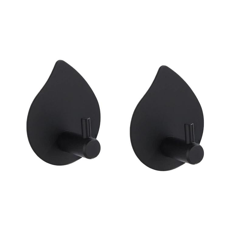 2pcs /Pack Stainless Steel Teardrop Adhesive Hook No-Drill Wall Hanger for Bathroom, Kitchen, and Wardrobe NO.12 Black