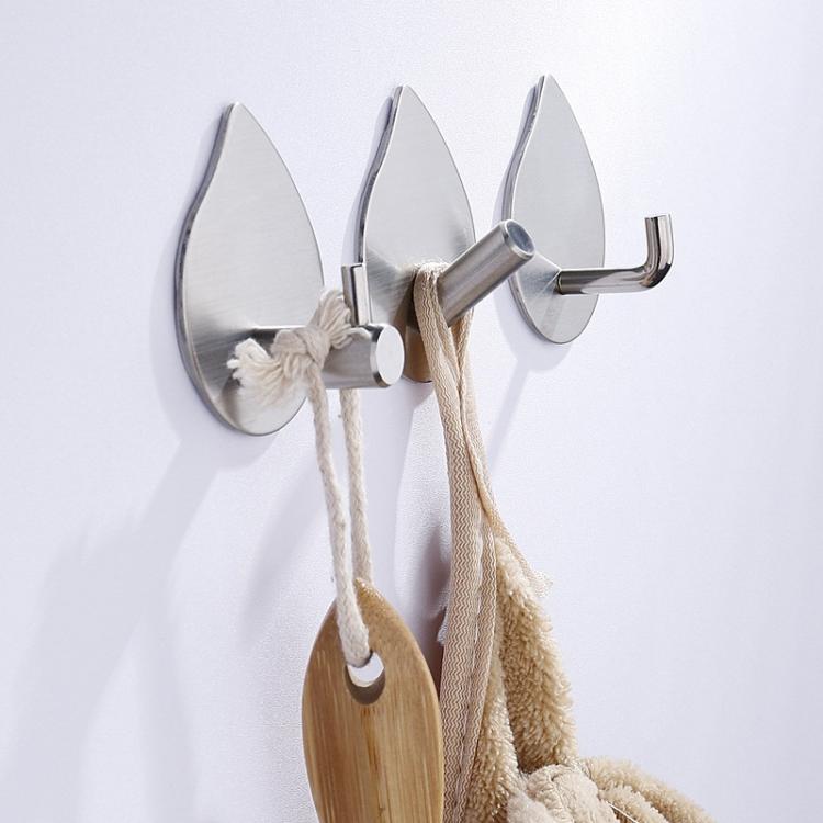 2pcs /Pack Stainless Steel Teardrop Adhesive Hook No-Drill Wall Hanger for Bathroom, Kitchen, and Wardrobe NO.12 Black