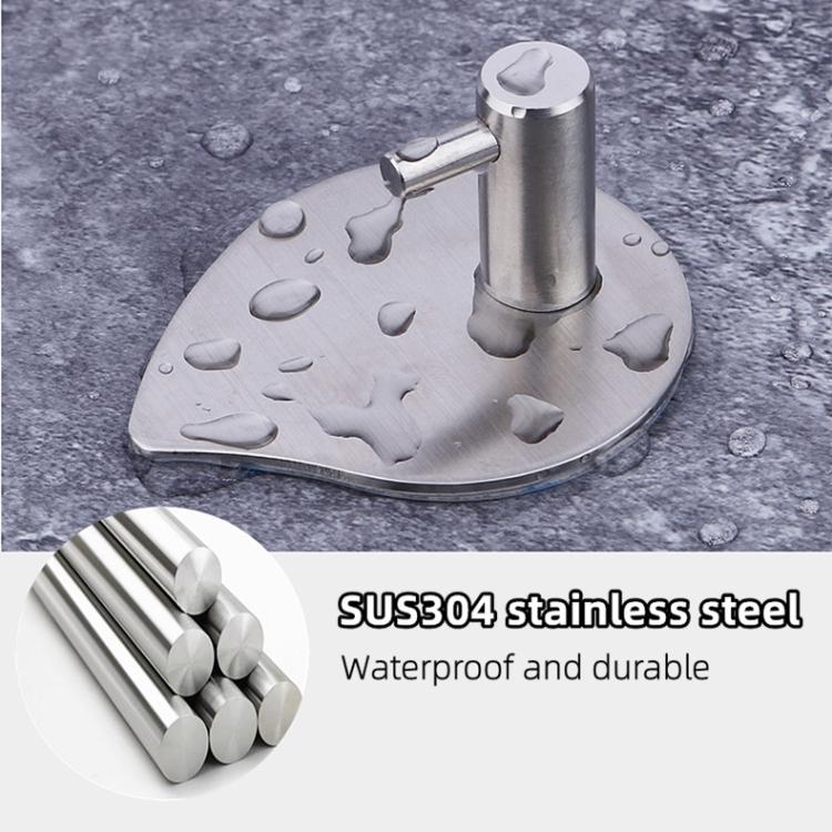 2pcs /Pack Stainless Steel Teardrop Adhesive Hook No-Drill Wall Hanger for Bathroom, Kitchen, and Wardrobe J Shape Silver