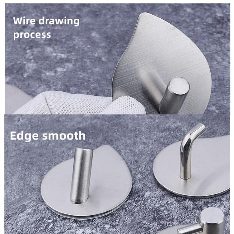 2pcs /Pack Stainless Steel Teardrop Adhesive Hook No-Drill Wall Hanger for Bathroom, Kitchen, and Wardrobe J Shape Silver