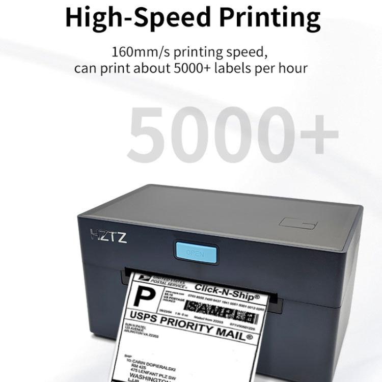 HZTZ  9220-USB+WiFi 4-Inch High-Speed Thermal Label Printer with Dedicated Paper Stand, US Plug Black