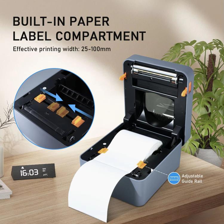 HZTZ T40 USB+LAN 4-Inch Thermal Label Printer for Shipping, Barcode & Packaging Labels 25-100mm Print Width, EU Plug