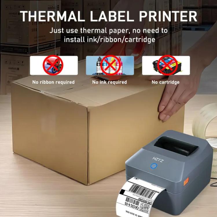 HZTZ T40 USB+Wi-Fi 4-Inch Thermal Label Printer for Shipping, Barcode & Packaging Labels 25-100mm Print Width, EU Plug