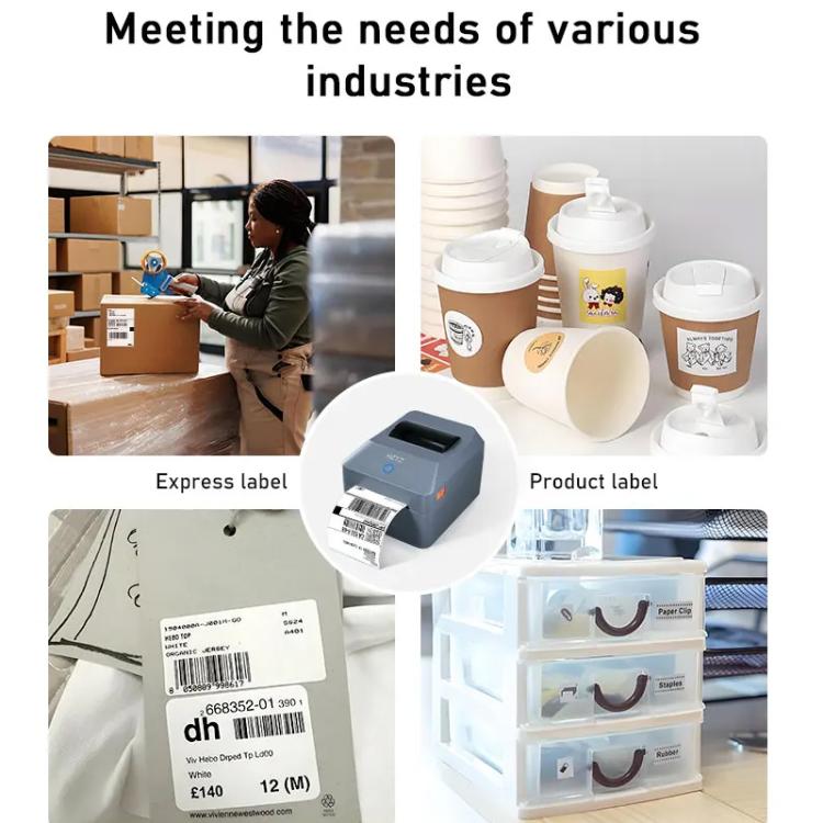 HZTZ T40 USB 4-Inch Thermal Label Printer for Shipping, Barcode & Packaging Labels 25-100mm Print Width, EU Plug