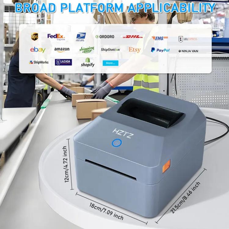 HZTZ T40 USB 4-Inch Thermal Label Printer for Shipping, Barcode & Packaging Labels 25-100mm Print Width, EU Plug