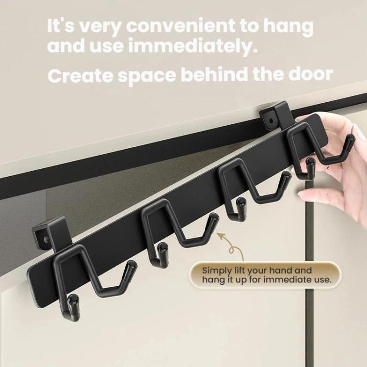 Over-the-Door Stainless Steel Hook Rack No Drill Multi-Hooks for Cabinet/Closet Door