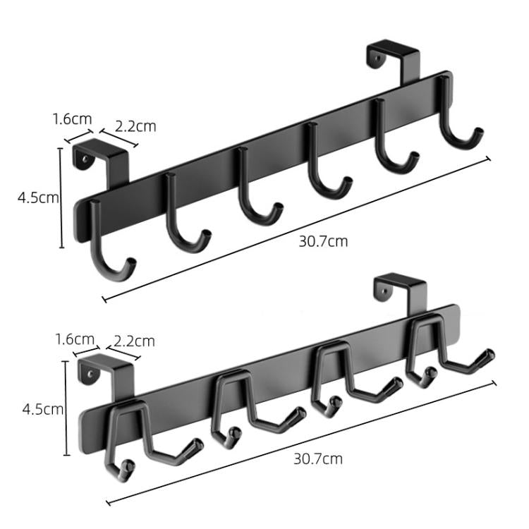 Over-the-Door Stainless Steel Hook Rack No Drill Multi-Hooks for Cabinet/Closet Door