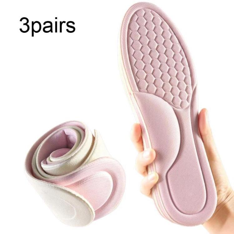 3pairs Odor-Resistant Breathable Ultra-Soft Sports Insoles, Size: 35-36