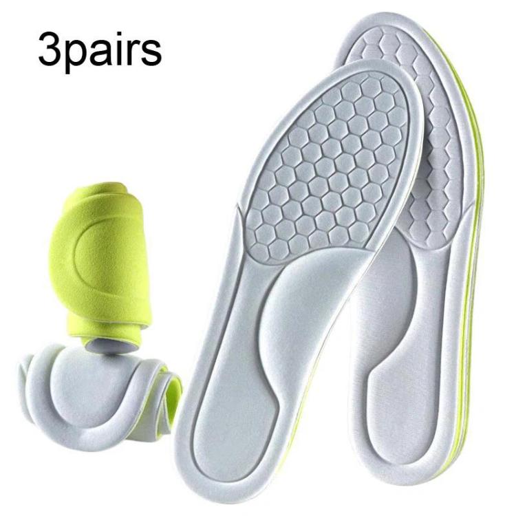 3pairs Odor-Resistant Breathable Ultra-Soft Sports Insoles, Size: 41-42