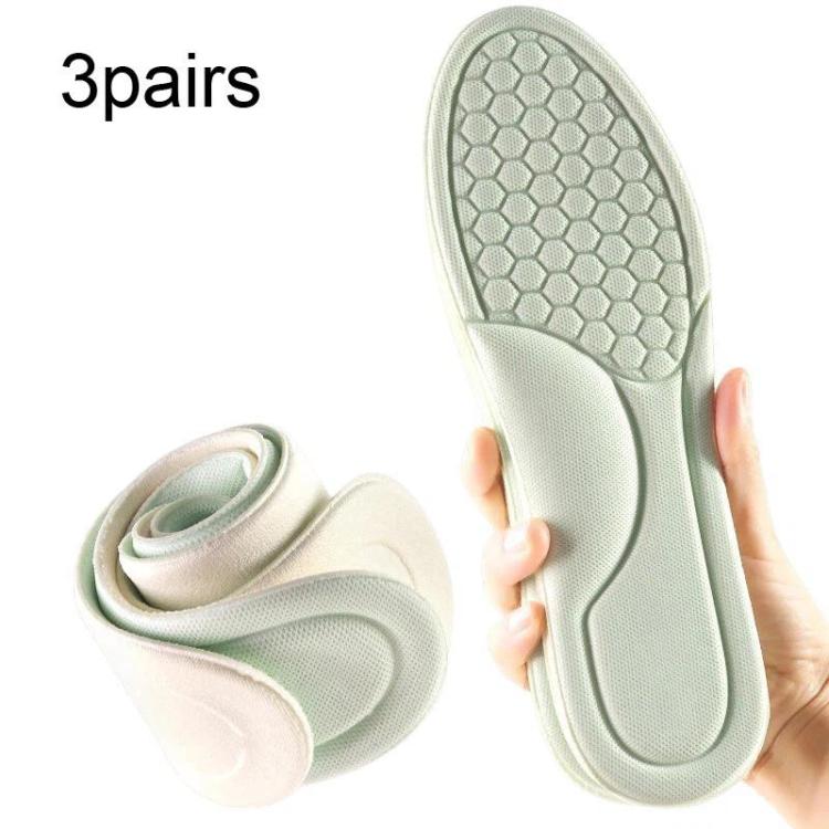 3pairs Odor-Resistant Breathable Ultra-Soft Sports Insoles, Size: 41-42