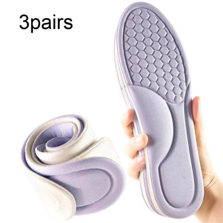 3pairs Odor-Resistant Breathable Ultra-Soft Sports Insoles, Size: 41-42