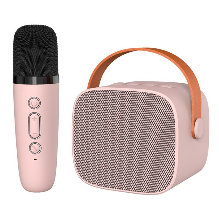 Portable Bluetooth Speaker With Detachable Microphone Kids Family Karaoke Set, Color: Pink Single Mic