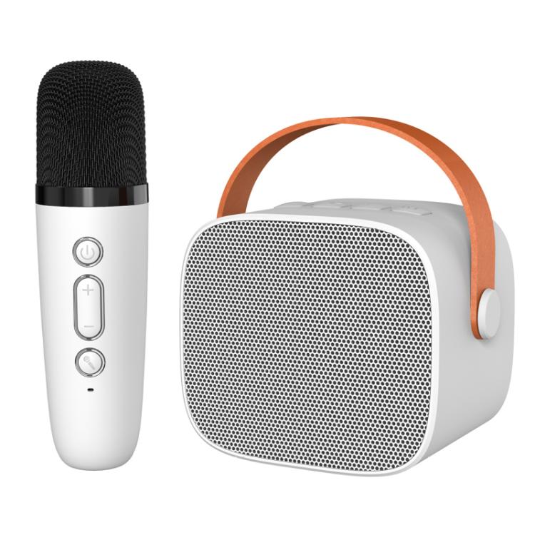 Portable Bluetooth Speaker With Detachable Microphone Kids Family Karaoke Set, Color: White Single Mic