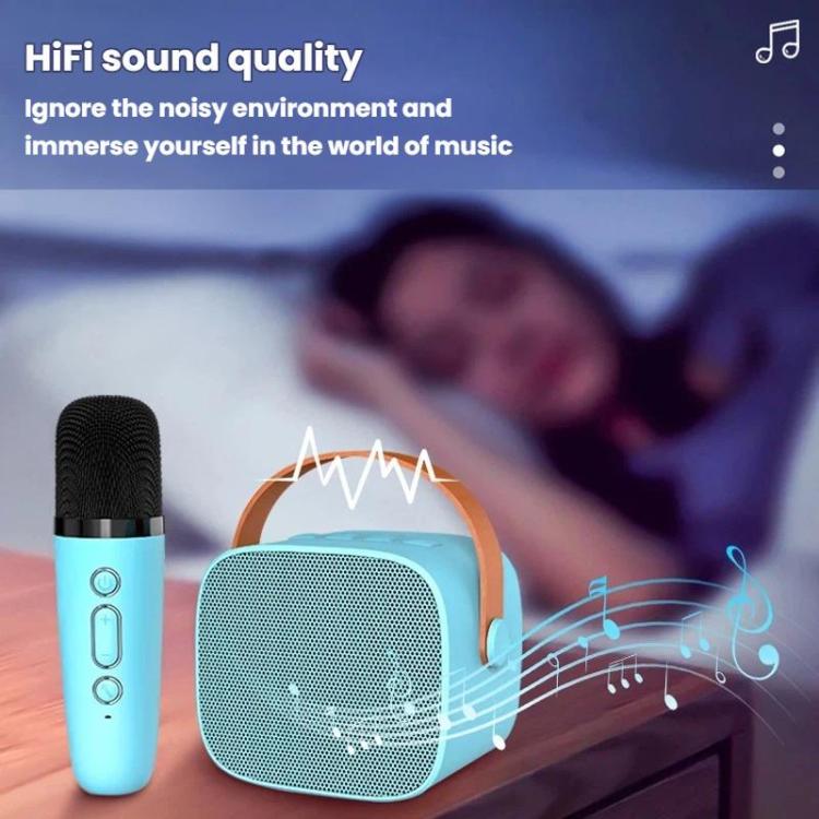 Portable Bluetooth Speaker With Detachable Microphone Kids Family Karaoke Set, Color: Sky Blue Dual Mic