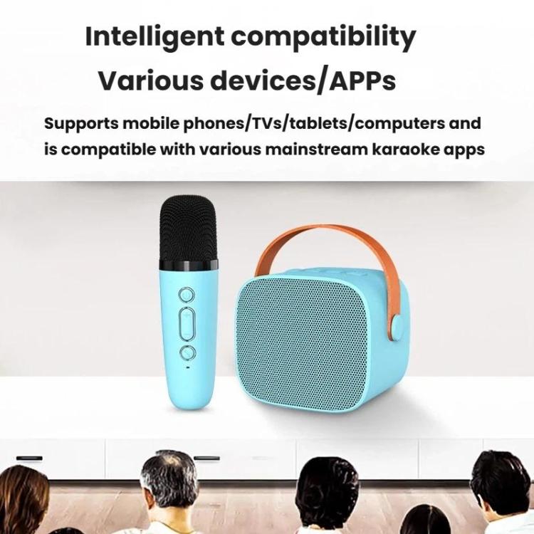 Portable Bluetooth Speaker With Detachable Microphone Kids Family Karaoke Set, Color: Sky Blue Single Mic