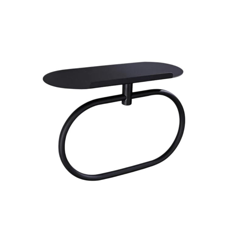 Stainless Steel Towel Ring With Shelf No Drill Wall-Mounted Storage Organizer For Bathroom And Kitchen Z-1  Black