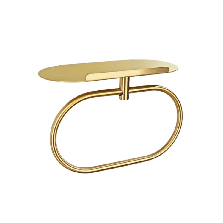 Stainless Steel Towel Ring With Shelf No Drill Wall-Mounted Storage Organizer For Bathroom And Kitchen Z-1 Gold