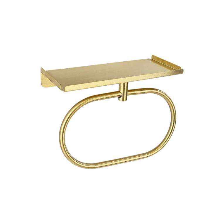 Stainless Steel Towel Ring With Shelf No Drill Wall-Mounted Storage Organizer For Bathroom And Kitchen Z Gold