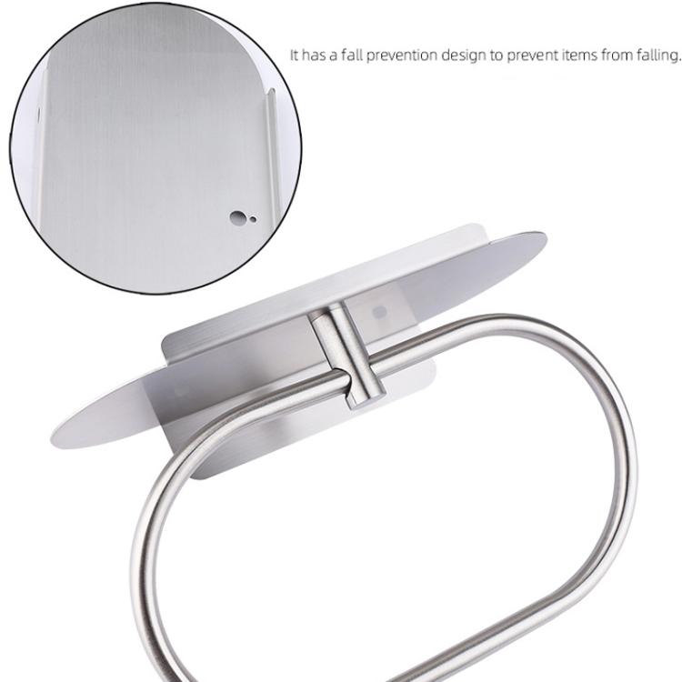 Stainless Steel Towel Ring With Shelf No Drill Wall-Mounted Storage Organizer For Bathroom And Kitchen Z-1  Black