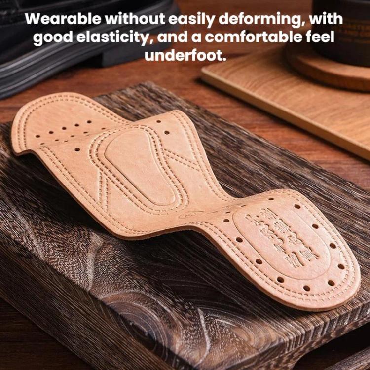 3pairs Sweat-wicking Breathable Shock-absorbing Thickened Leather Insoles, Size: 42 - Light Brown