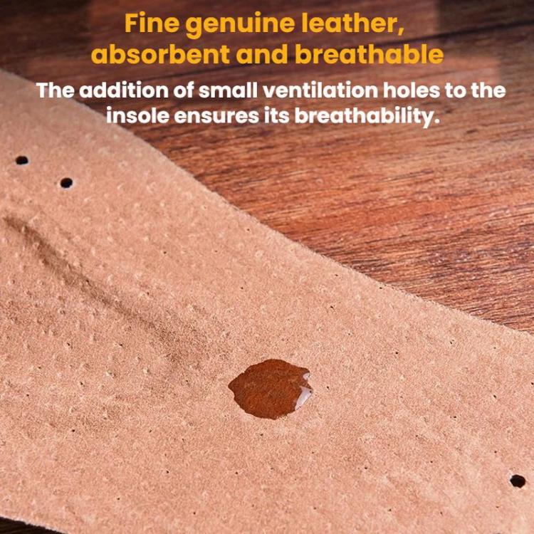 3pairs Sweat-wicking Breathable Shock-absorbing Thickened Leather Insoles, Size: 36 - Light Brown