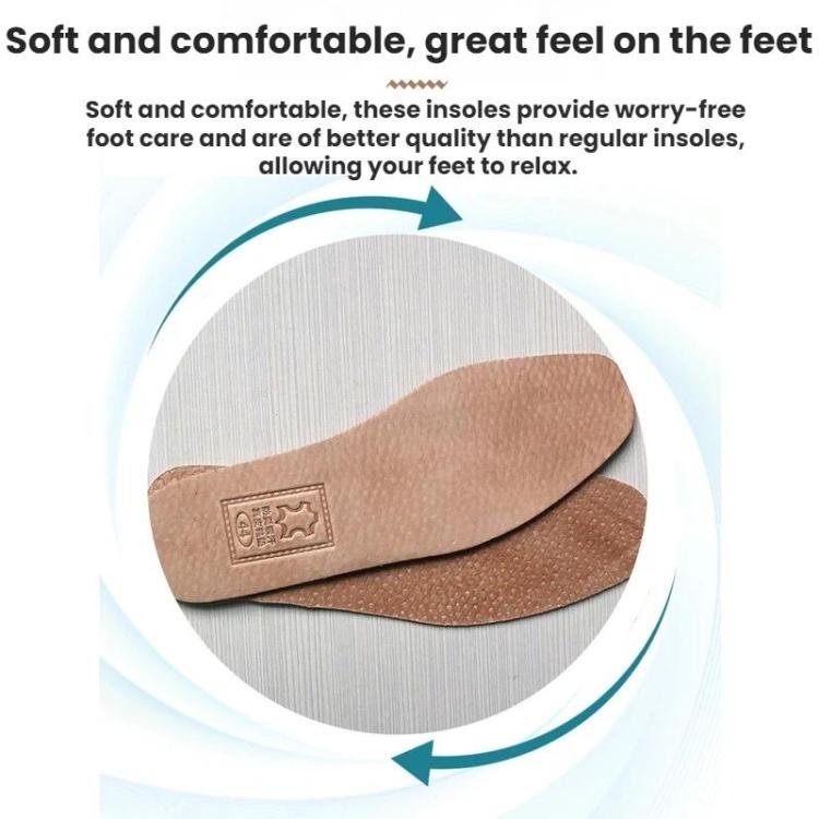 3pairs Shock-Absorbing Thickened Sweat-Absorbing Breathable Cowhide Leather Insoles, Size: 39